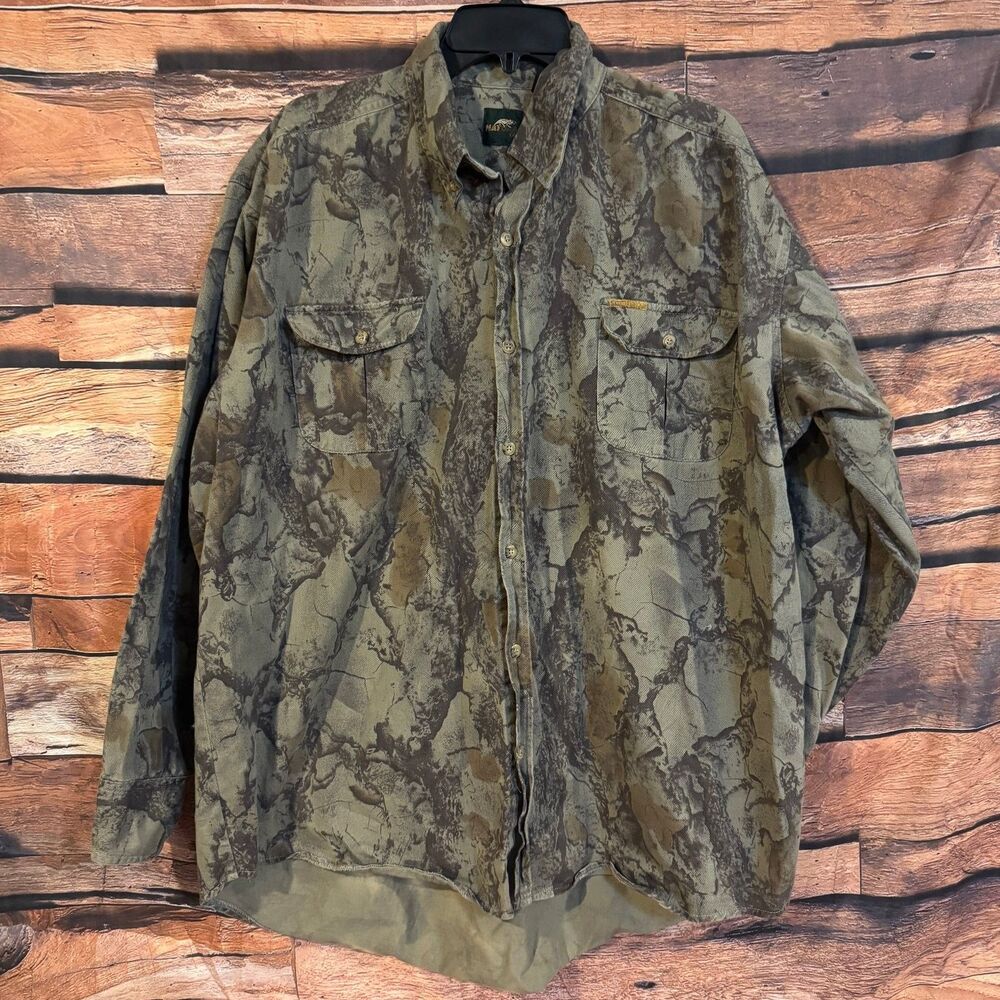 Natural Gear Casual Button-Down Shirt Men’s Camo 2XT 100% Cotton Long Sleeve